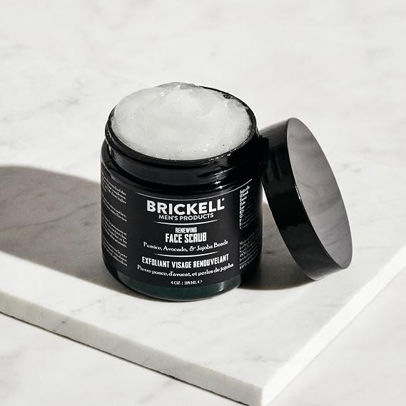 Brickell Men's Daily Advanced Face Care Routine I, Gel Facial Cleanser Wash, Face Scrub, Face Moisturizer Lotion, With Hyaluronic Acid, Aloe, and Vitamin E, Scented, Men's Skin Care Gift Set