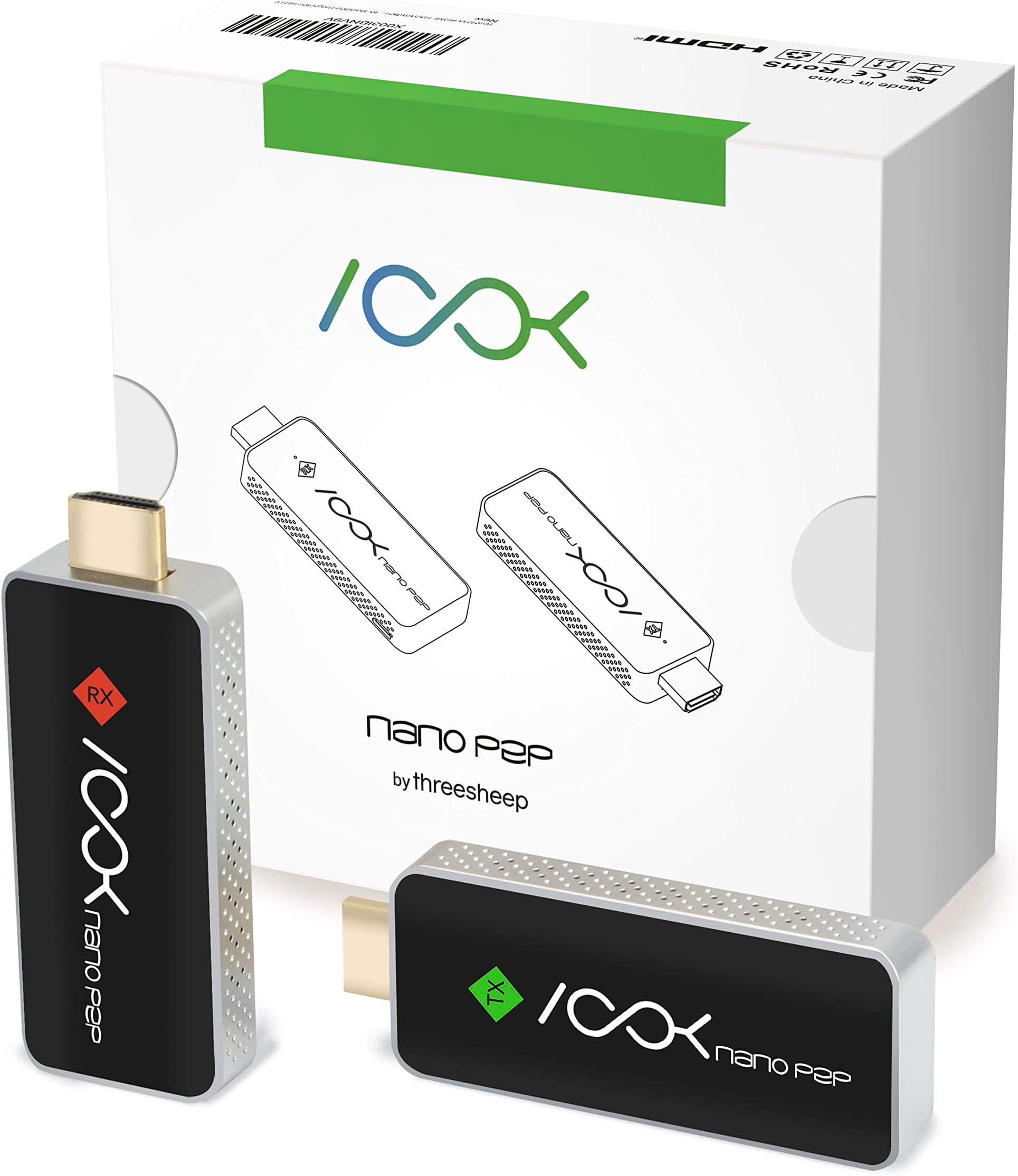 Wireless HDMI Transmitter and Receiver, Plug & Play, Adapter Extender Converter Kit, Stream Video Audio from Laptop PC Camera to Monitor Projector HD TV - ASKnano p2p