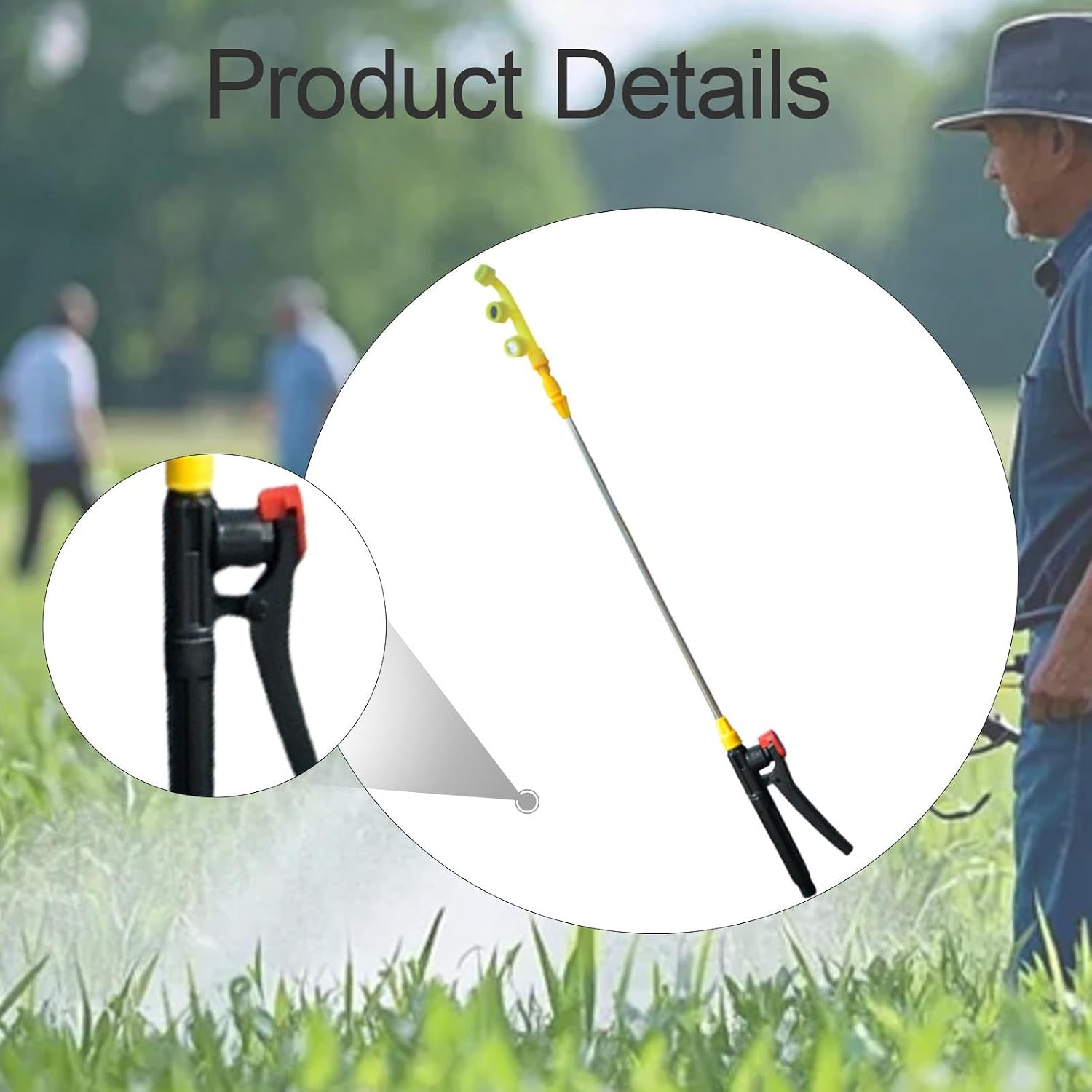 Retractable Sprayer Rod Garden Spray Accessories 70cm-130cm Ergonomic Handle Extension Rod Sprayer Wand for Tree Outdoor, 3 Hole Nozzle