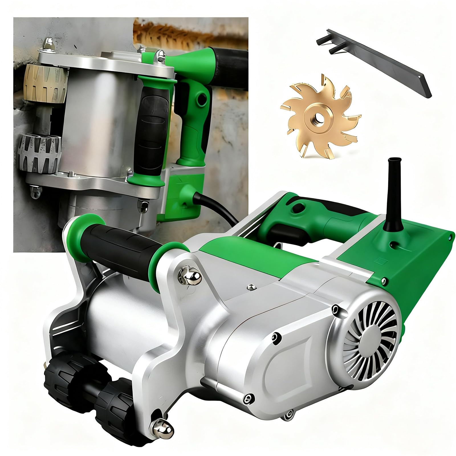 Máquina de corte de ranura eléctrica para pared de hormigón con caja de herramientas, equipo de corte eficiente de ranura de 220 V para construcción y renovación