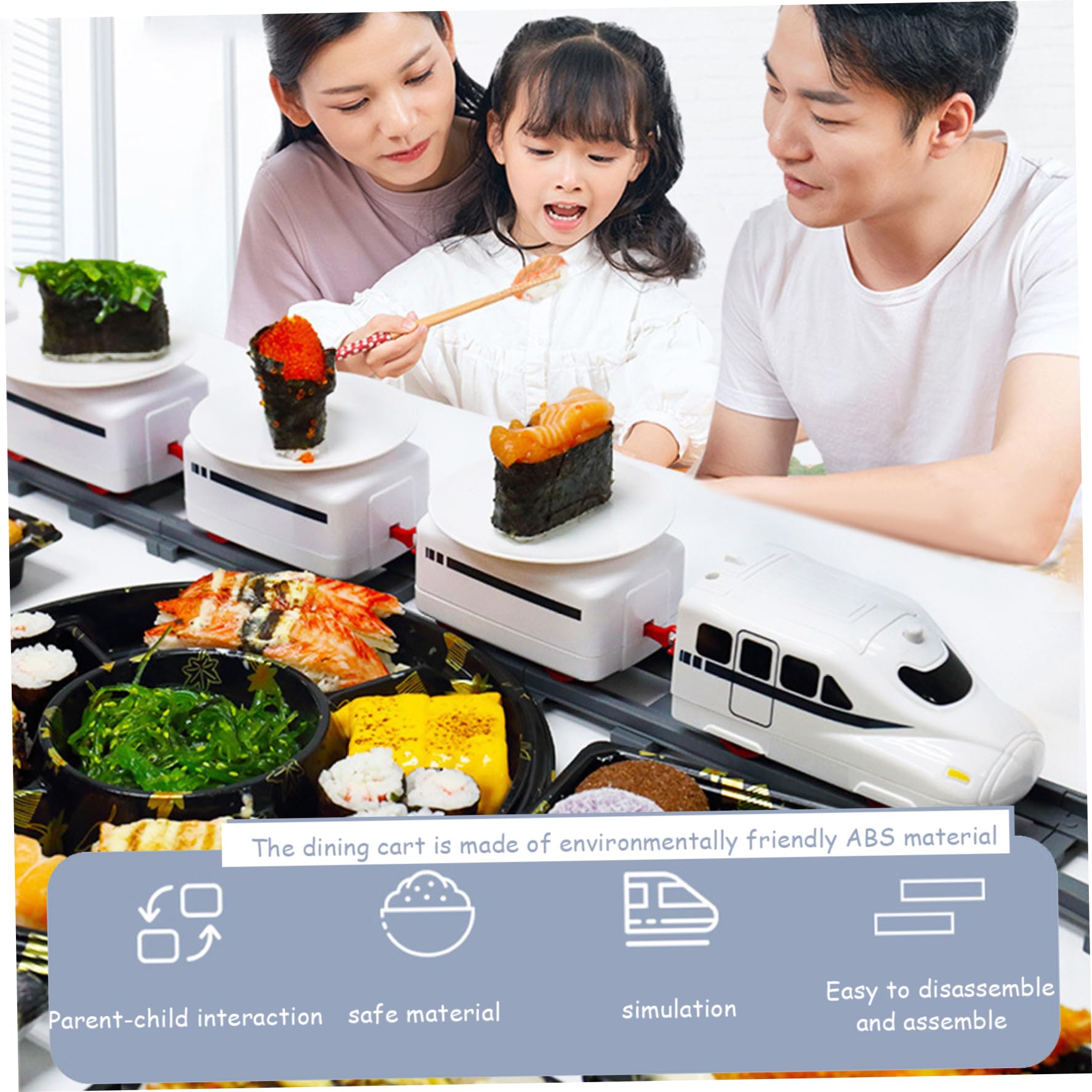 Train à Sushi pour Table 4 Plateaux Alimenté par Batterie