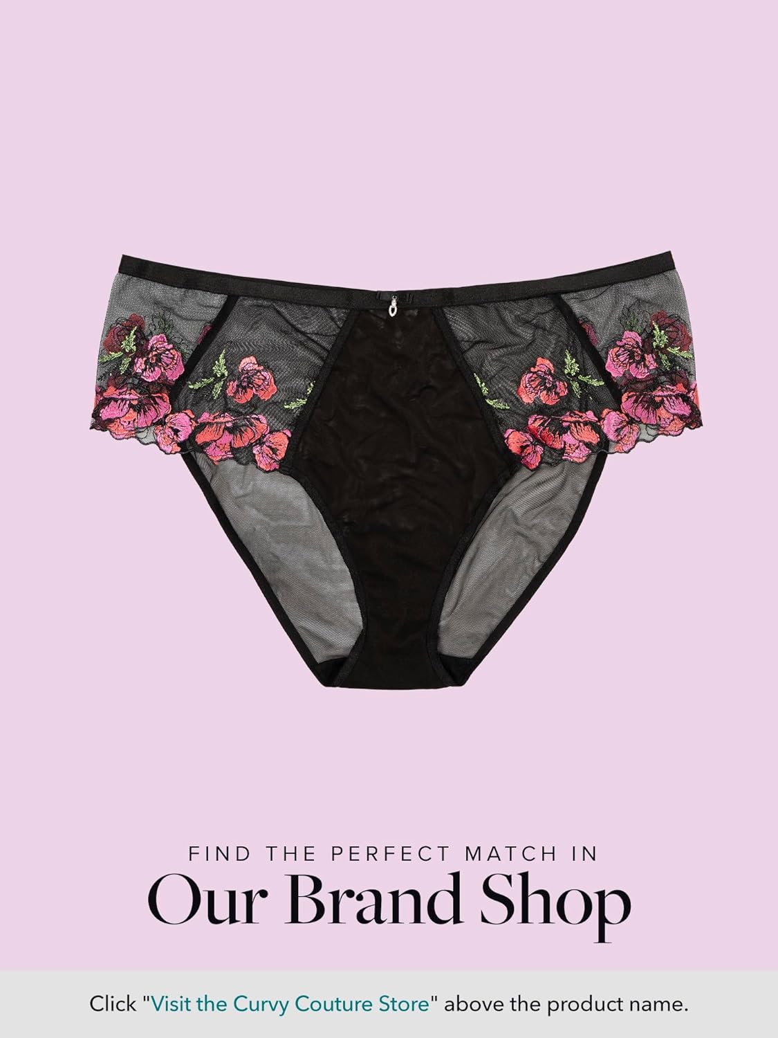 Curvy Couture Women's Lush Embroidery Unlined Underwire Full Coverage Balconette Bra - Image 6