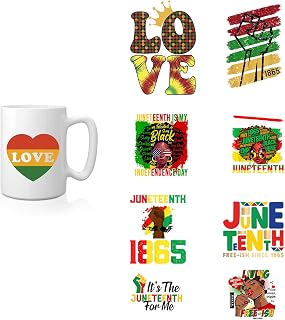 9 Pcs Happy Juneteenth Day Party Decorations Freedom Day Honeycomb Centerpieces Black History Month 19th Celebration Americans Independence 1865 DTF Cup Wrap Transfer Sticker for Ceramic Mug