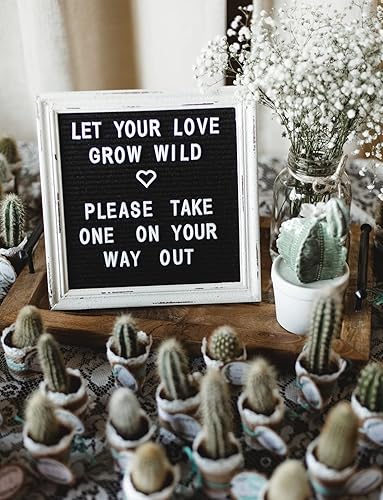 Miniatura 6 de Tablero de letras de fieltro negro con marco blanco de madera rústica, tablero de letras rústico con soporte, tablero de fieltro de 10 x 10