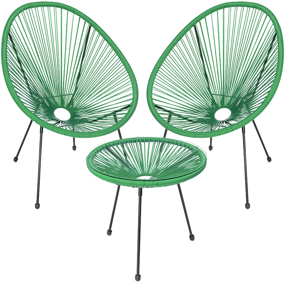 Shally Dogan Set Conversazione Giardino Polyrattan 2 Posti Tavolino Freddy Verde Menta