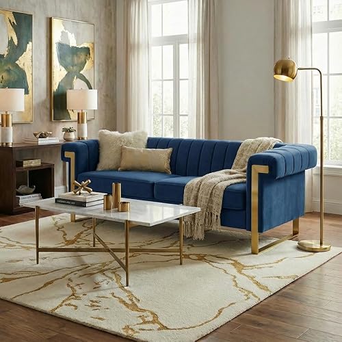 Miniatura 6 de Sofá moderno de terciopelo de 83.86 pulgadas de largo, sofá de asiento profundo de mediados de siglo, sofás de dos plazas de gran tamaño para sala