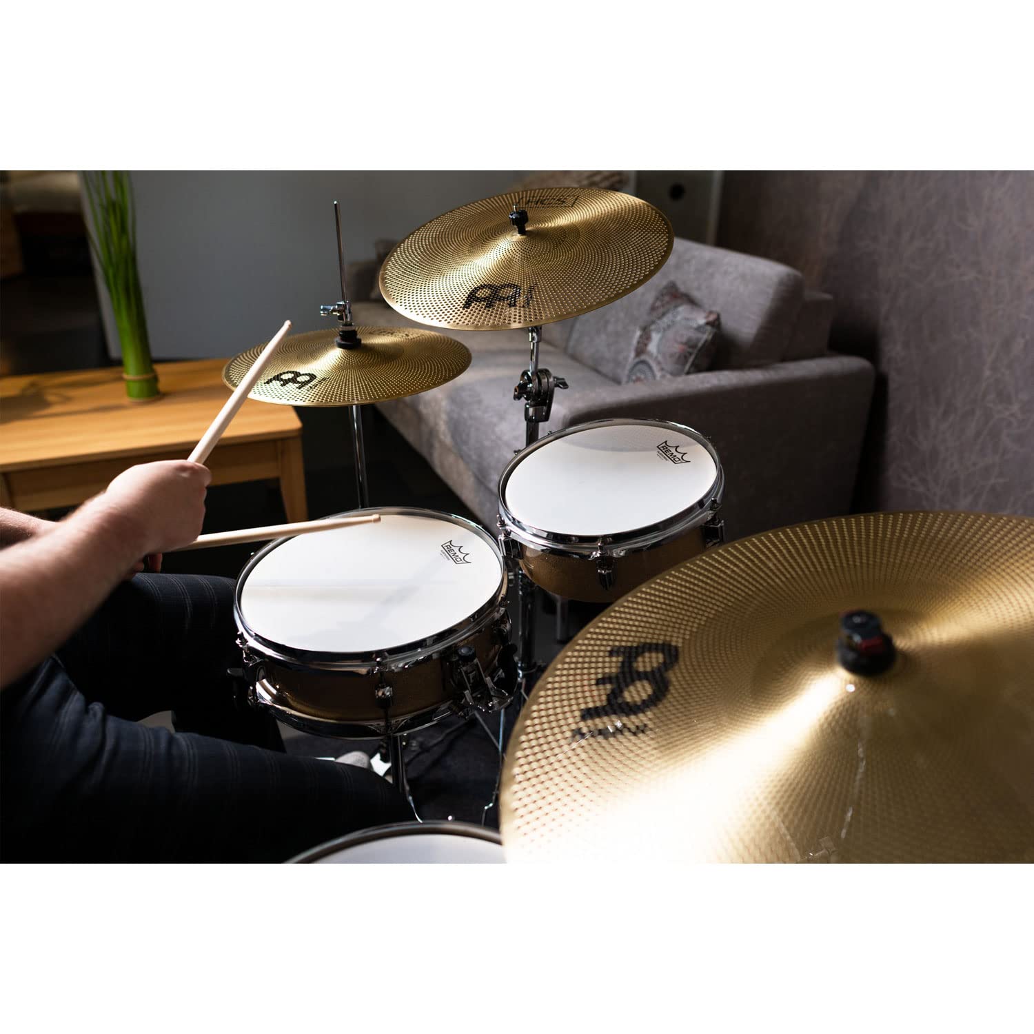 Meinl P-HCS141620 Übungsbecken Set leise Schlagzeug-Becken + keepdrum Drumsticks