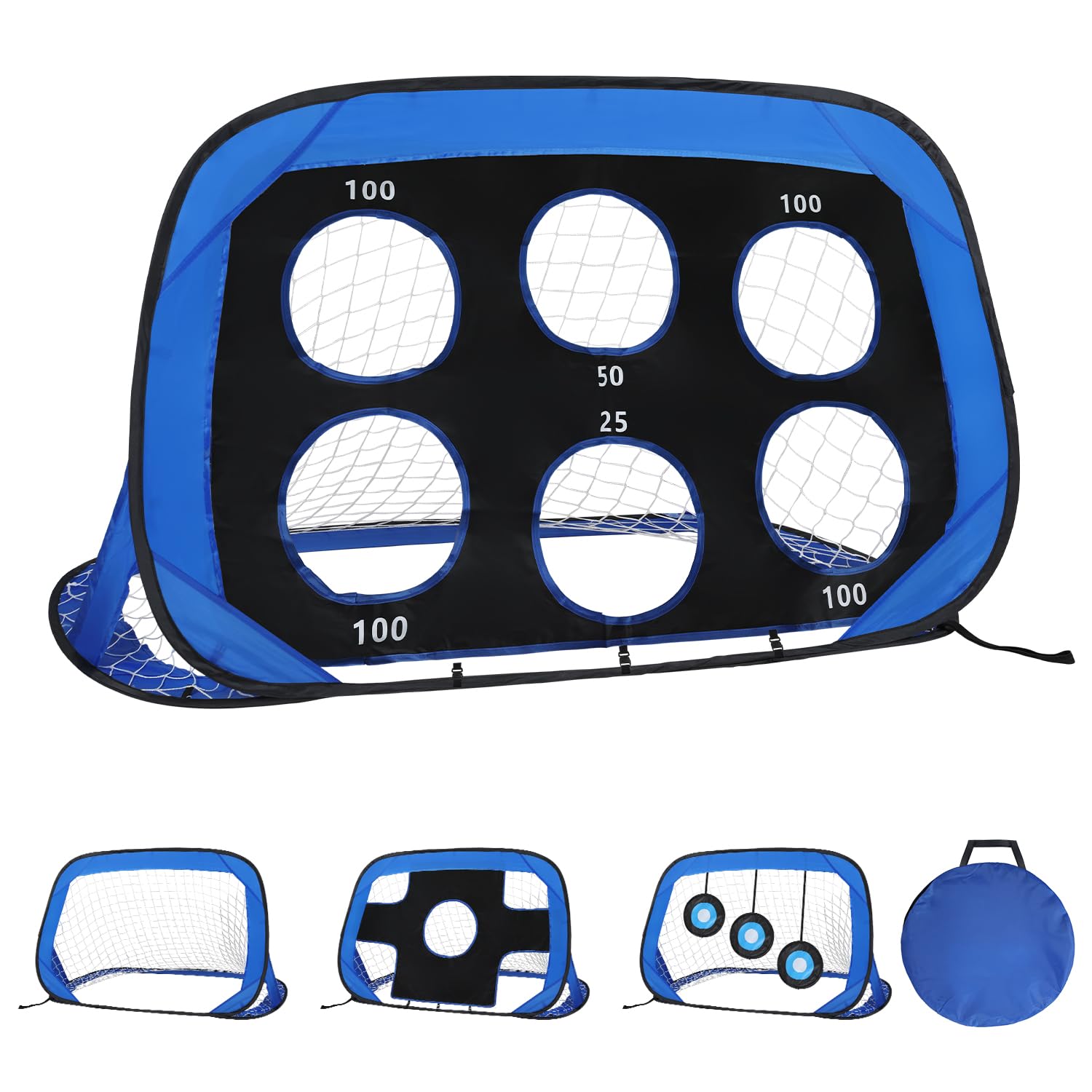 4-in-1 Fußballtor,Fussballtore mit 4 Spielmodi und Tragetasche für Garten Kinder für Strand, Park, Trainingstore, Spielplatz, Hinterhof, Garten