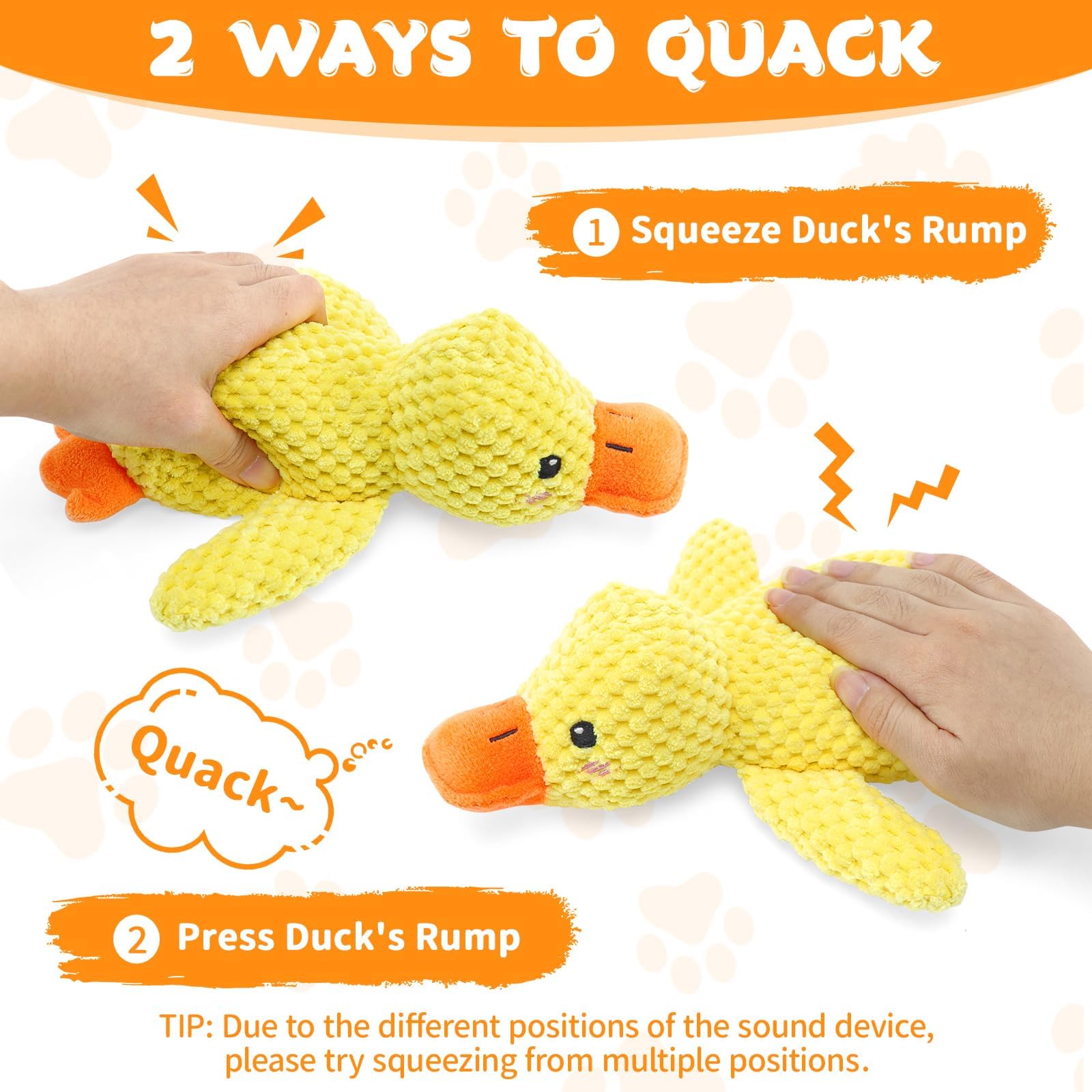 Jouet pour Chien en Peluche Canard Couineur, Jouet Anti-Stress Doux et Résistant pour Chiots et Chiens Petits, Moyens et Grands, 30 cm
