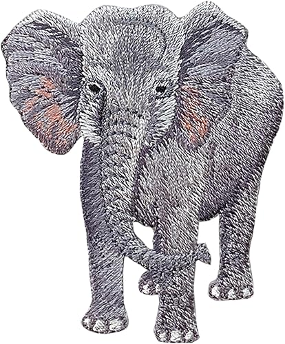 Elefante realista, animales, bordado, parche para planchar (elefante - 1 pieza)