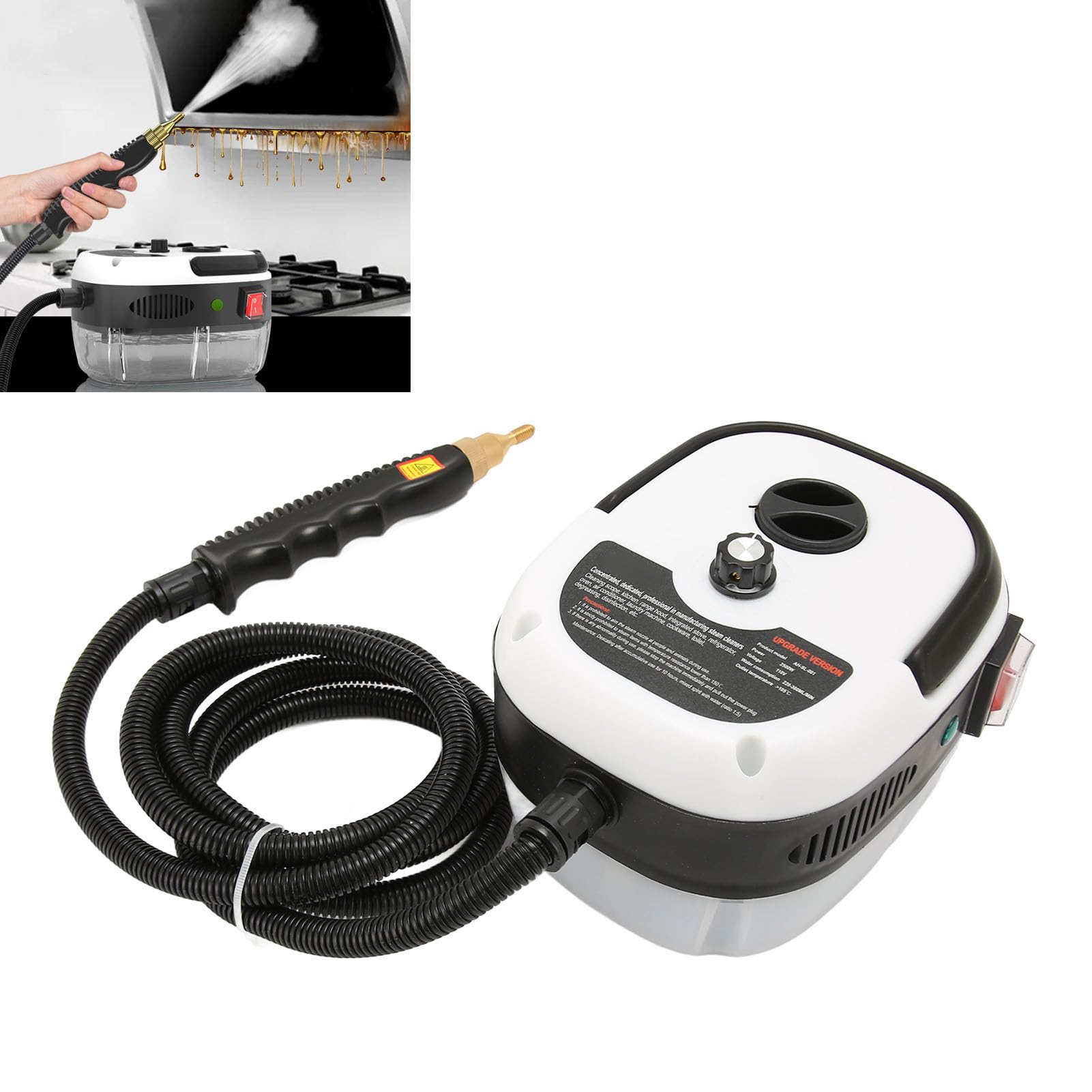 ZIZEV Steam Cleaner 110V 2500W High Pressure Powered for Spotless Sparkle Fumes Air Conditioner High Temp White Steamers Machine Steam Cleaners