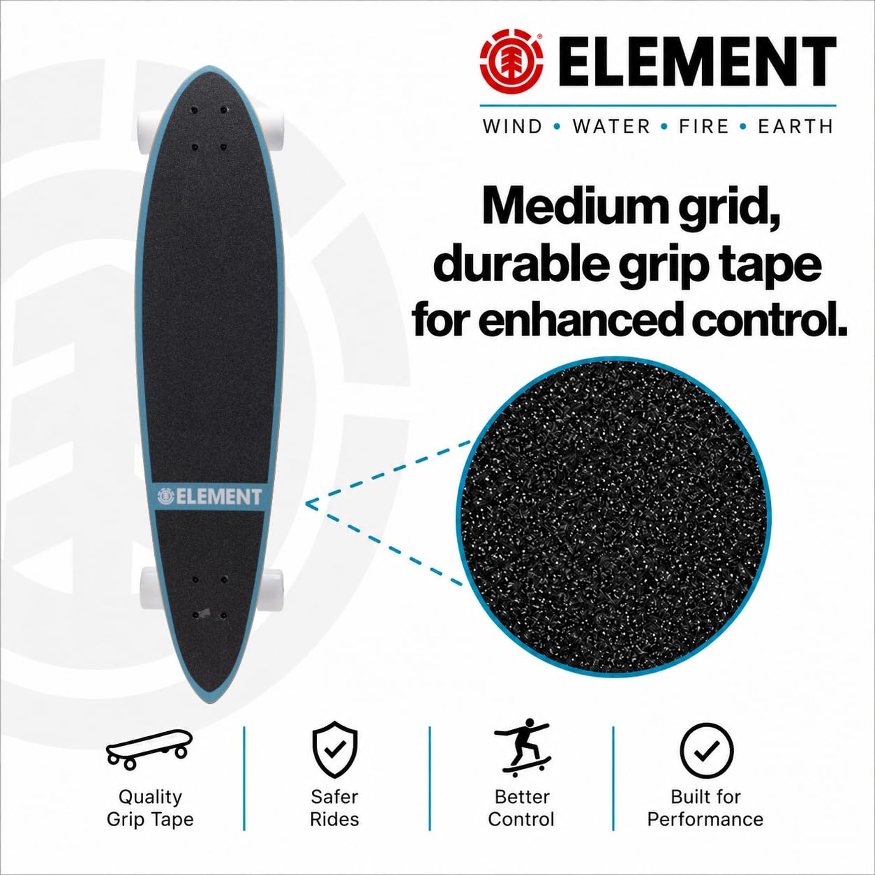 Element Popsicle Skateboard-Deck – 78,7 x 19,7 cm Kinder-Longboard-Skateboard, 7-lagiges Holzdeck, 12,7 cm Aluminium-Achsen, 51 mm 95 A weiche Urethan-Räder, ABEC 5-Gang-Kugellager, ideal für