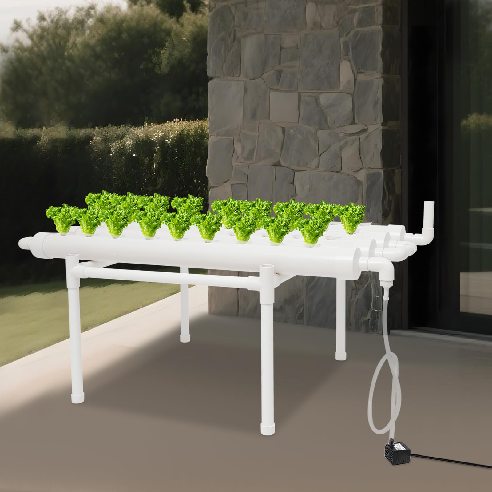Sistema hidropónico, kit de cultivo hidropónico, sistema de cultivo de 36 ubicaciones de PVC, riego automático, para hierbas, frutas y verduras
