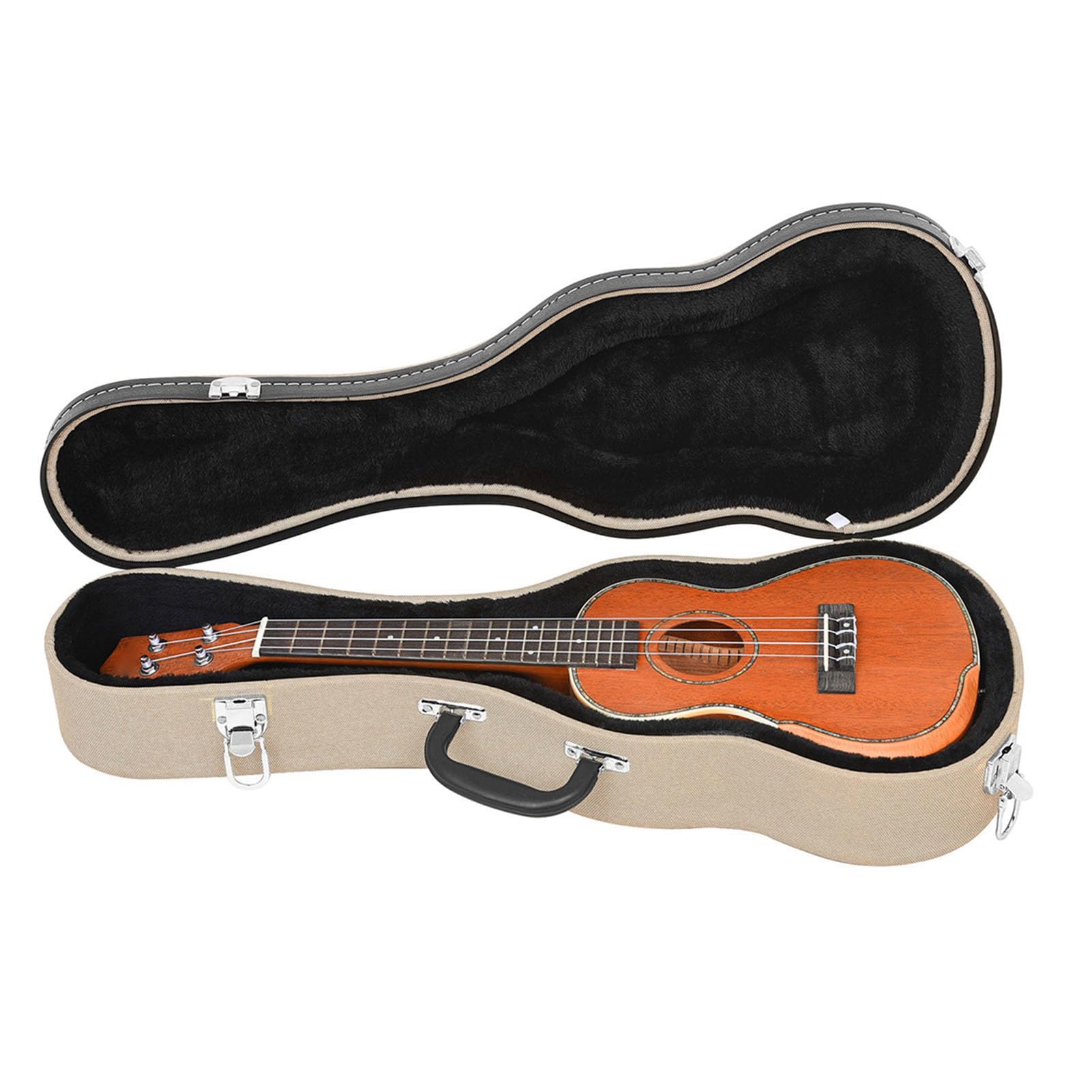 Fafeicy 23-calowy futerał na Ukulele Tenorowe, Zamykany, Skórzany, Ochronny, z grubą wyściółką i Przegródkami do Przechowywania