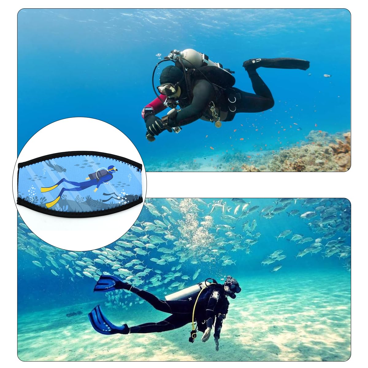 Cinghie per Maschera Subacquea, Copertura in Neoprene per Maschere da Immersione e da Snorkeling (Modello subacqueo)