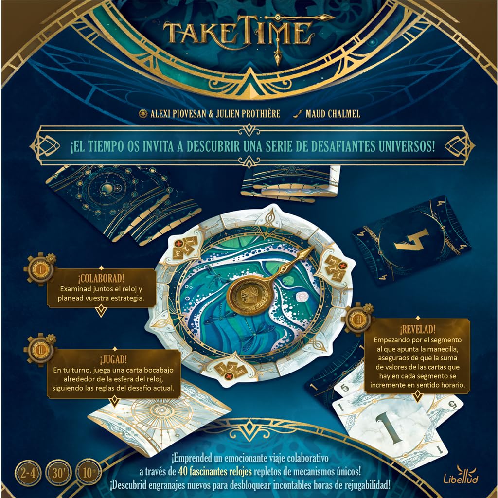 Asmodee Take Time Jeu coopératif de déduction pour 2 à 4 joueurs à partir de 10 ans, jeu stratégique et dynamique, jeux de 25 minutes, version espagnole