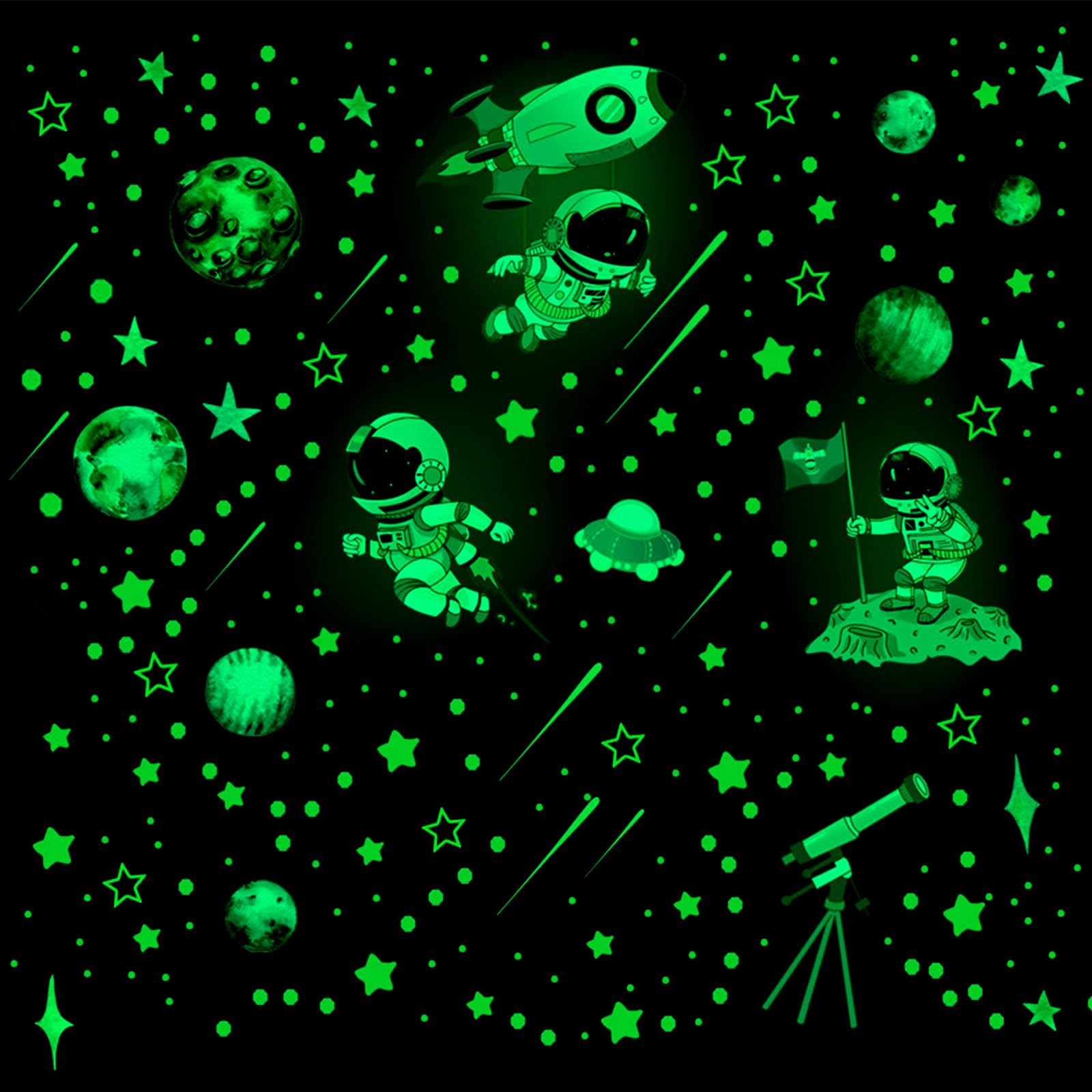 WakiHong 842Pcs Estrellas Fluorescentes Luminoso Pegatinas Luminoso Sistema Solar y Estrellas Luminosas Pared Pegatina,para Techo Pegatinas Dormitorio Niños Habitación Sala