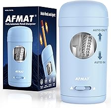 AFMAT Electric Pencil Sharpener, Fully Automatic Pencil Sharpener for 7-8mm Pencils & Colored Pencils, Auto in & Out, Rechargeable Vertical Hands-Free Sharpeners for Classroom/Home/Office PSX7(Blue)
