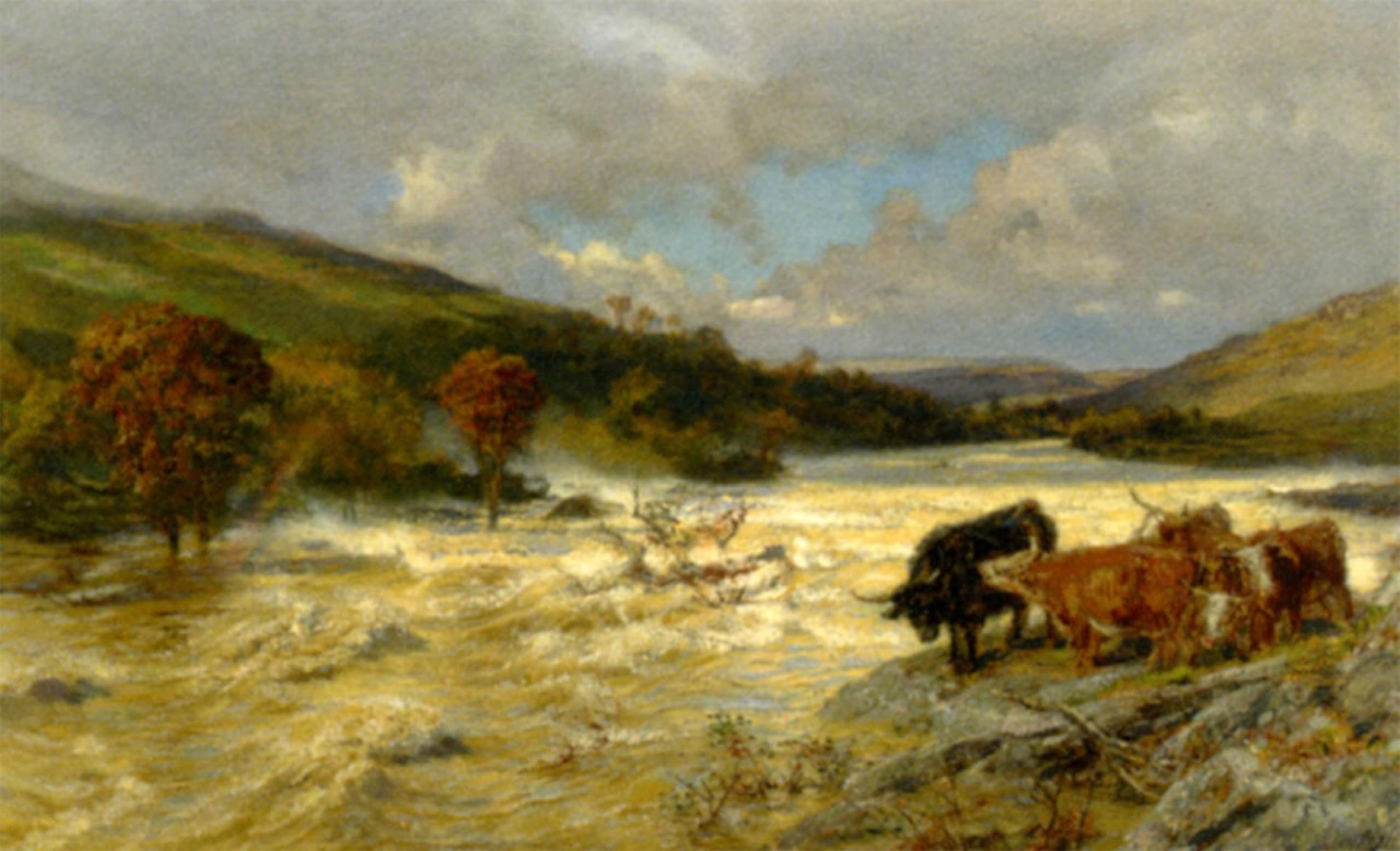 Cuadro sobre lienzo Wye in Flood de Henry William Banks Davis, decoración 60x90cm 5