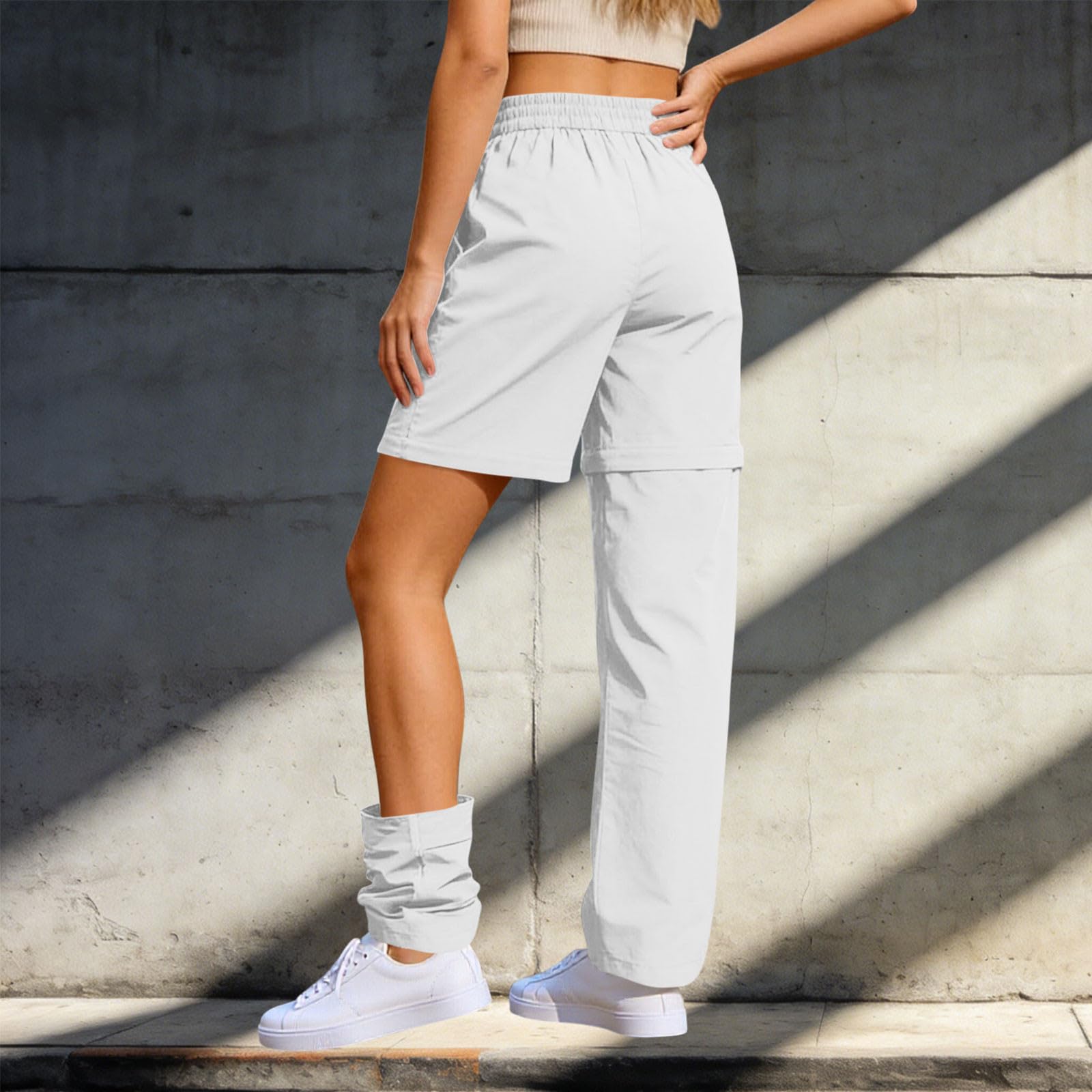 Générique Pantalon de Randonnée Convertible Femme, Jambes Amovibles, Léger, Séchage Rapide, Pantalon Cargo Extérieur, Short Réversible, Poches pour Marche et Activités Outdoor, Pantalon Cargo Femme