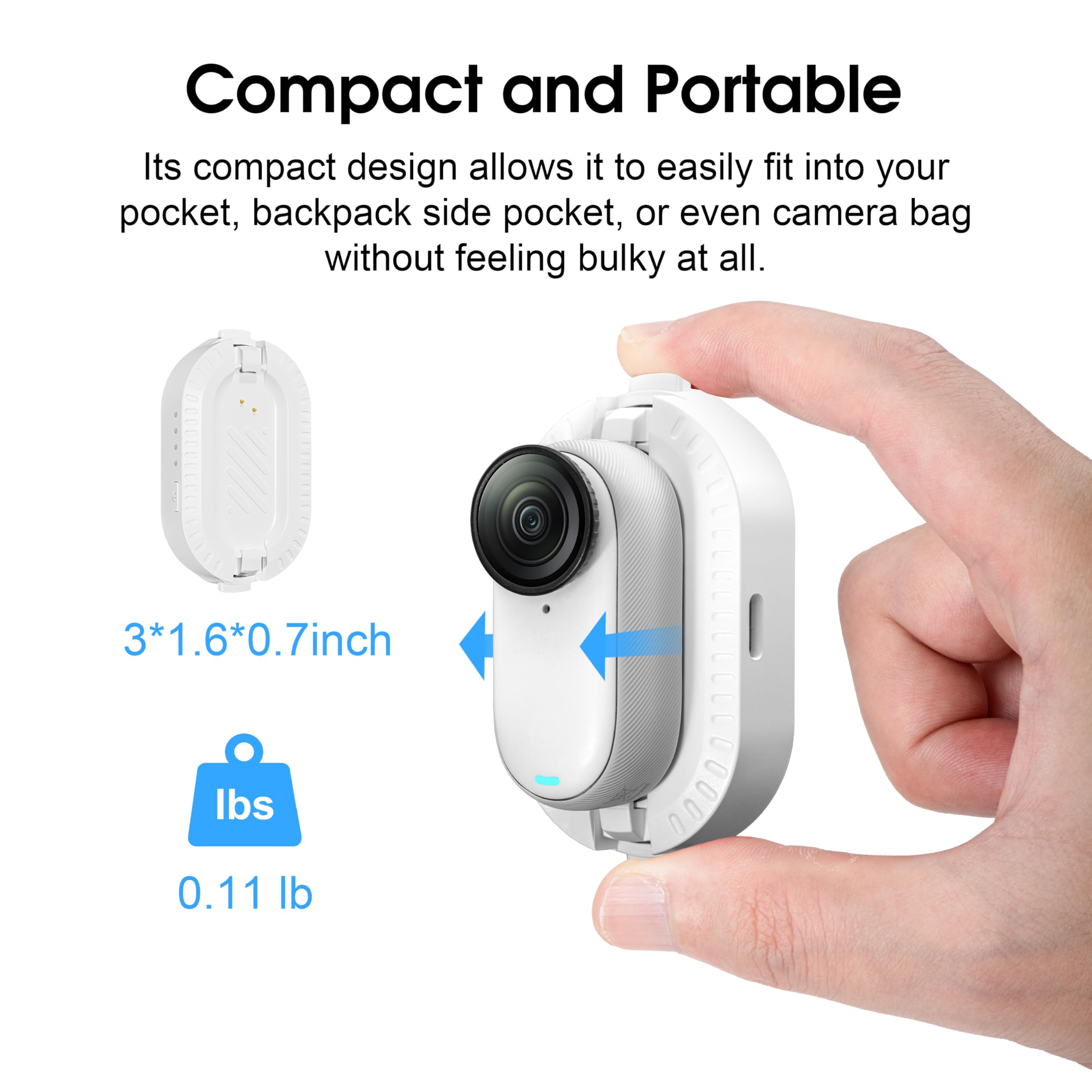 Batteria per Insta360 GO 3S/3, durata prolungata della batteria, caricatore rapido per accessori Insta 360 GO 3S 3, custodia di ricarica portatile con base magnetica, protezione multistrato, spia