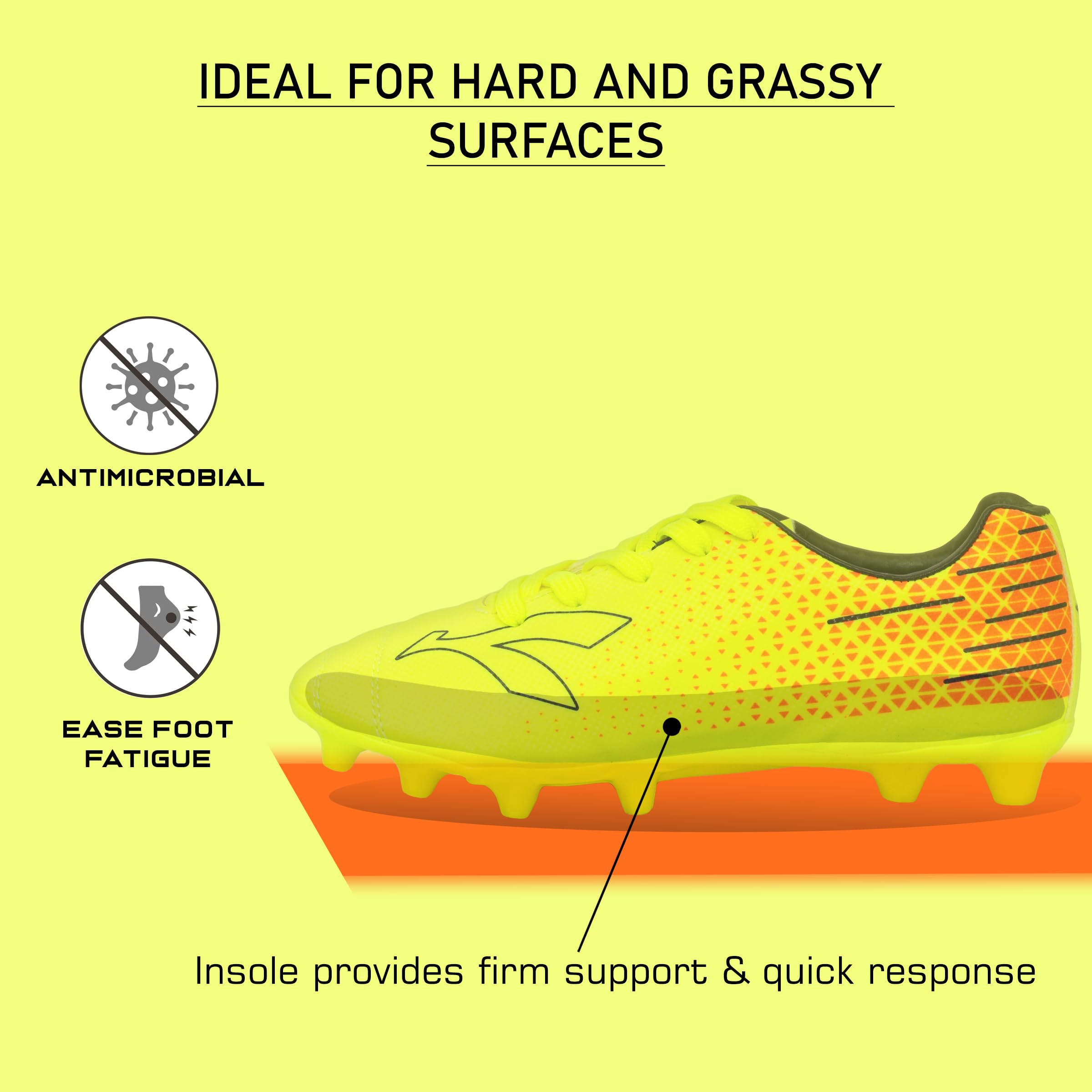 KK Boys Storm Football Stud Shoes (Yellow, Numeric_10) 3