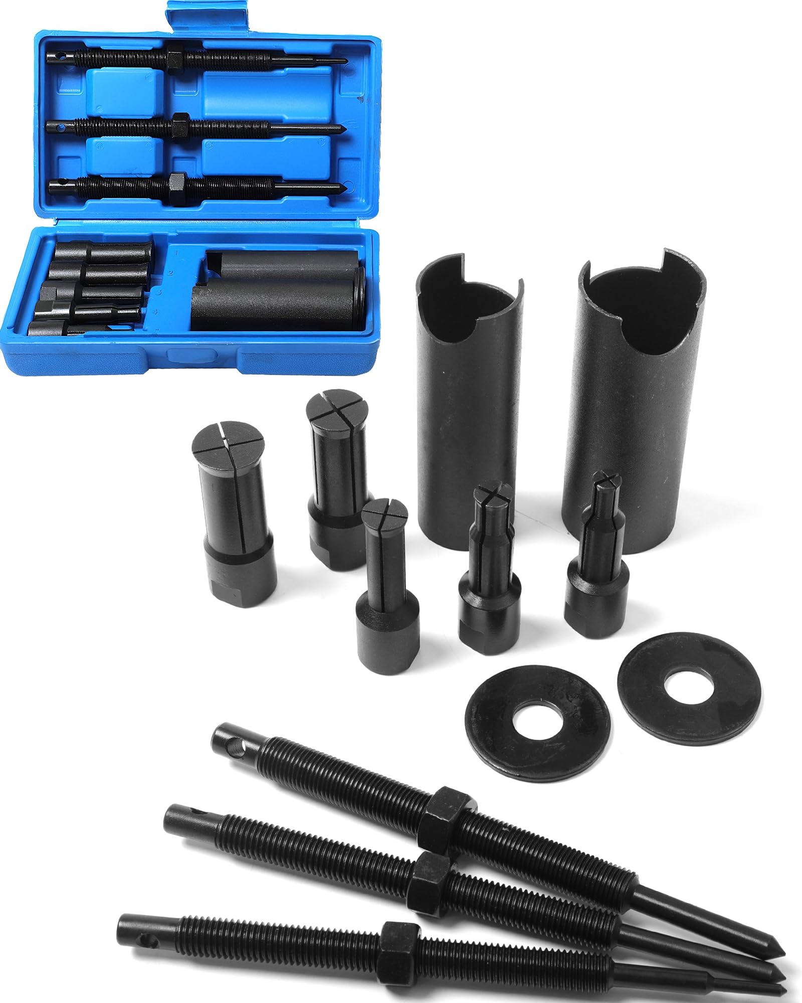 Velo Extracteur de Roulements Interieur avec valises moulées par soufflage Arrache Roulement avec 5 Pinces(9-23mm) pour Roulements Vélo, Roulements à Aiguilles, Roulements Boîte Vitesses...