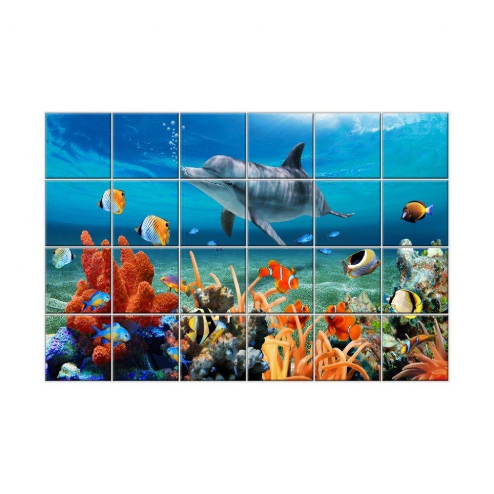 NISH! Sea Life Wall Tile Mural 071 Ceramic Tiles Gloss Finish (6ft