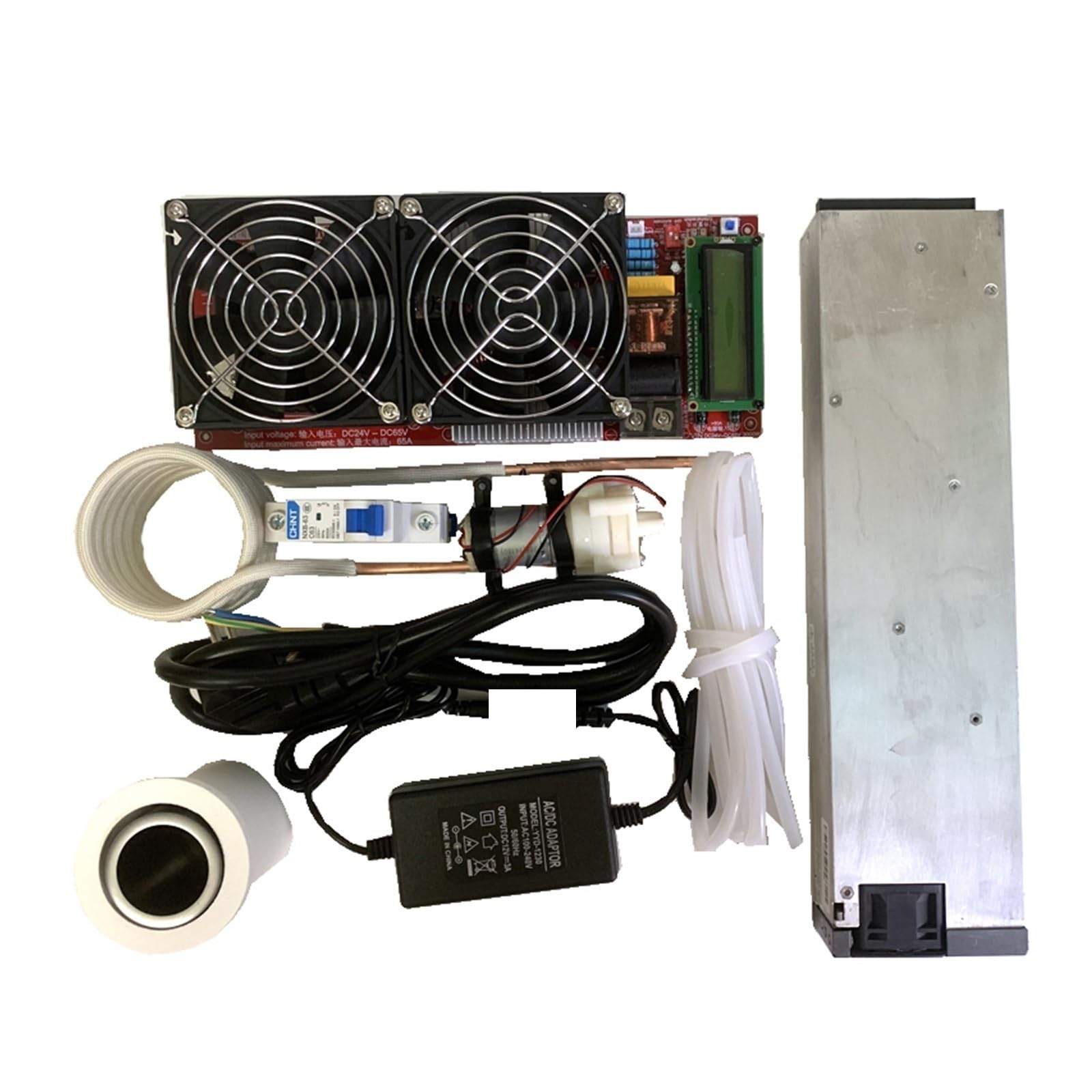 Riscaldatore a Induzione, Modulo Riscaldatore Di Fusione For Tempra A Induzione Ad Alta Frequenza ZVS Da 3000 W 55 A + Bobina + Pompa + Alimentatore + Crogiolo | Without crucible