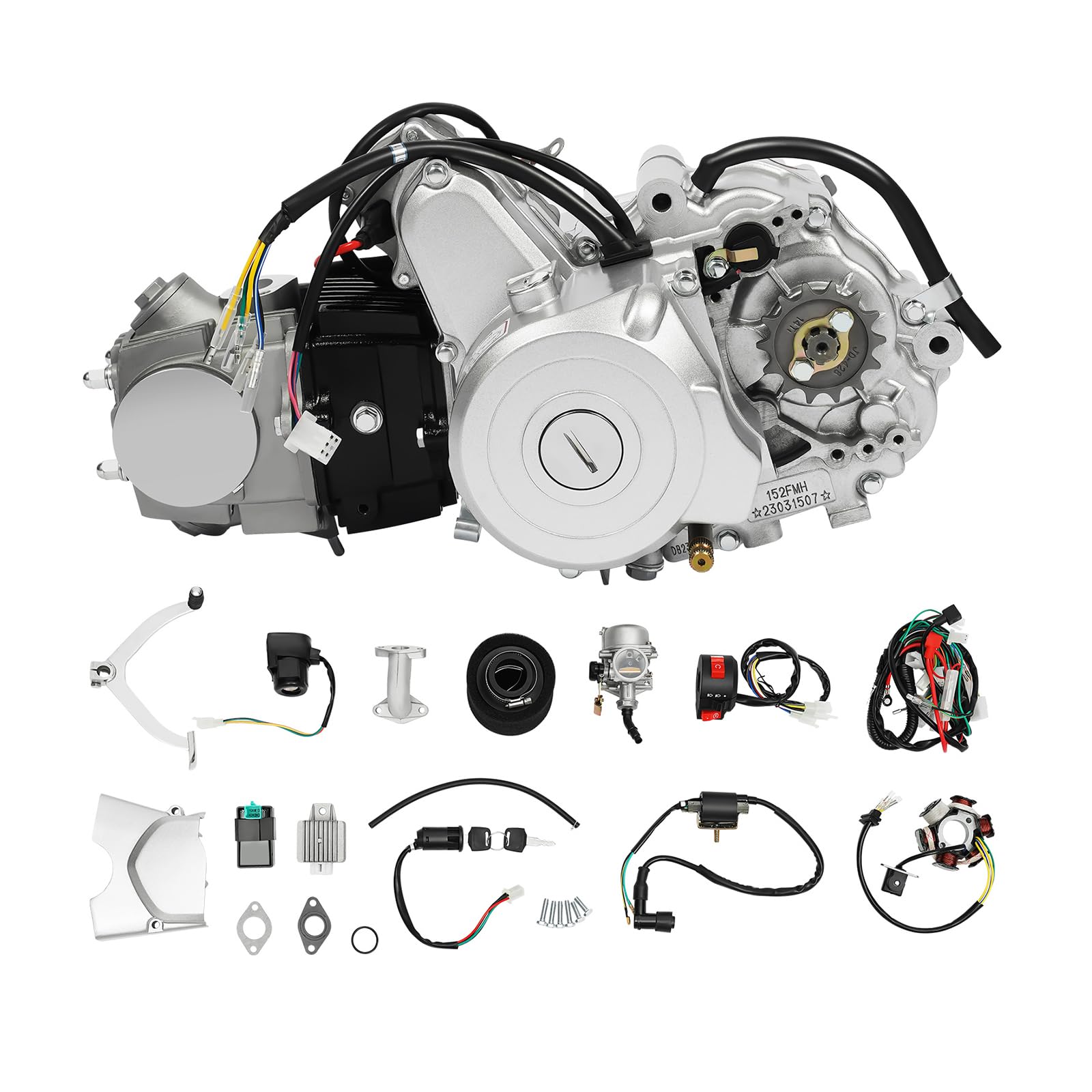 KAHYKLQI 125cc 4 Stroke Engine Motor Kit for ATVs Dirt Bikes Go Karts Pit Bikes Electric Start 125cc Engine CDI Ignition High Torque Air-Cooled Direct
