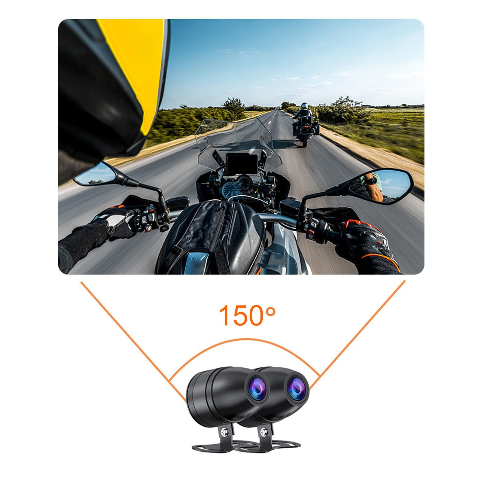 Kamera na deskę rozdzielczą motocykla 1080P WiFi 150 szerokokątny przód tył podwójne nagrywanie noktowizor rejestrator jazdy dla skuterów śnieżnych ATV UTV profesjonalny GPS