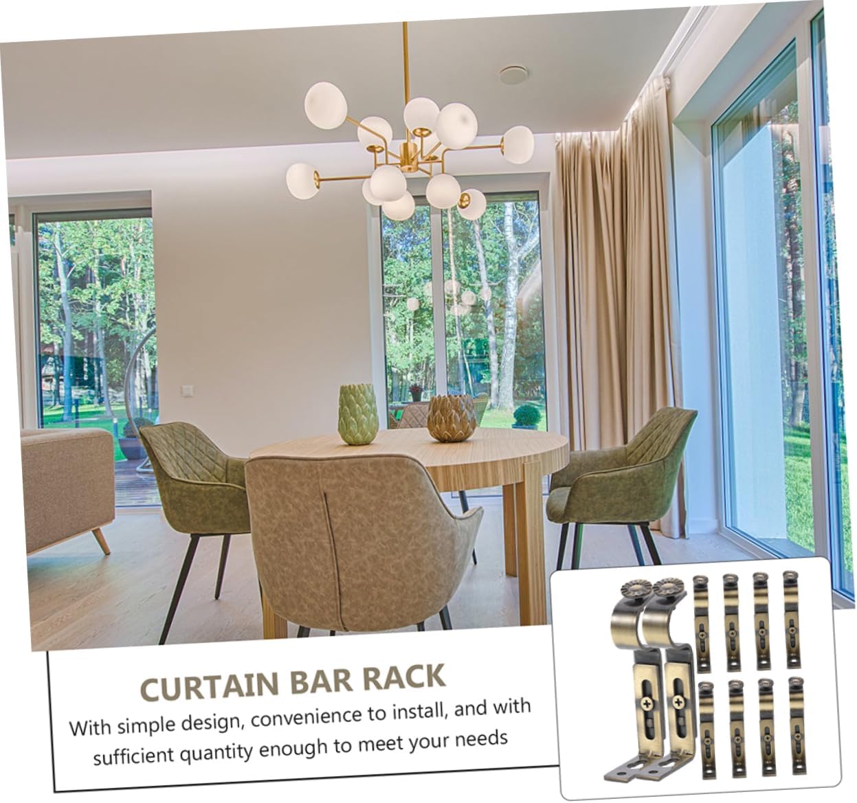 10pcs Iron Ceiling Curtain Rod Bracket Double-Rod Support Brackets for Wall Drapery Hooks