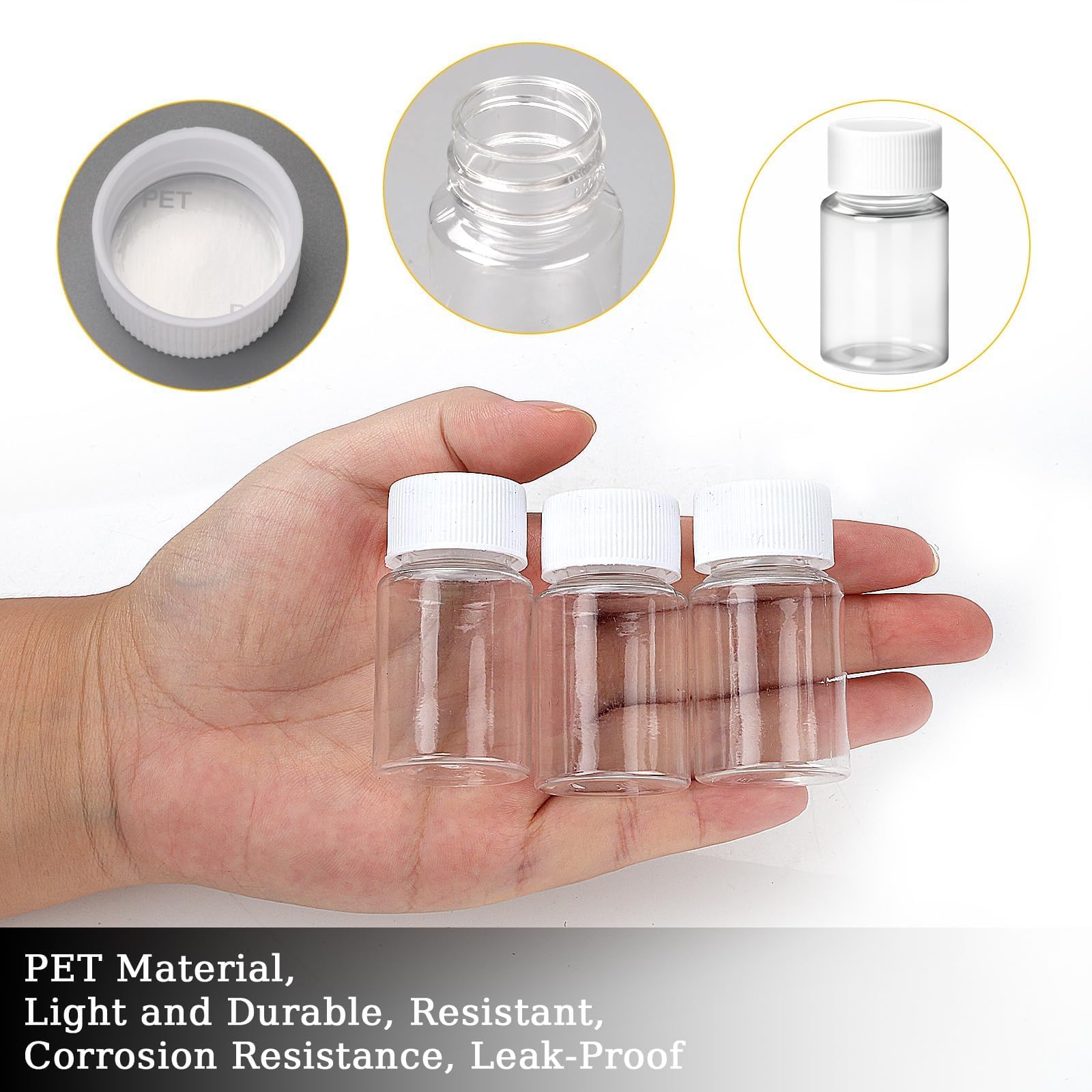 55 Pezzi Bottiglie Plastica 20 ml Bottigliette di Plastica Piccole Bottiglie Piccole Plastica con Tappo a Vite Bianco Bottigliette Trasparente con Adesivi per Viaggi Campeggio