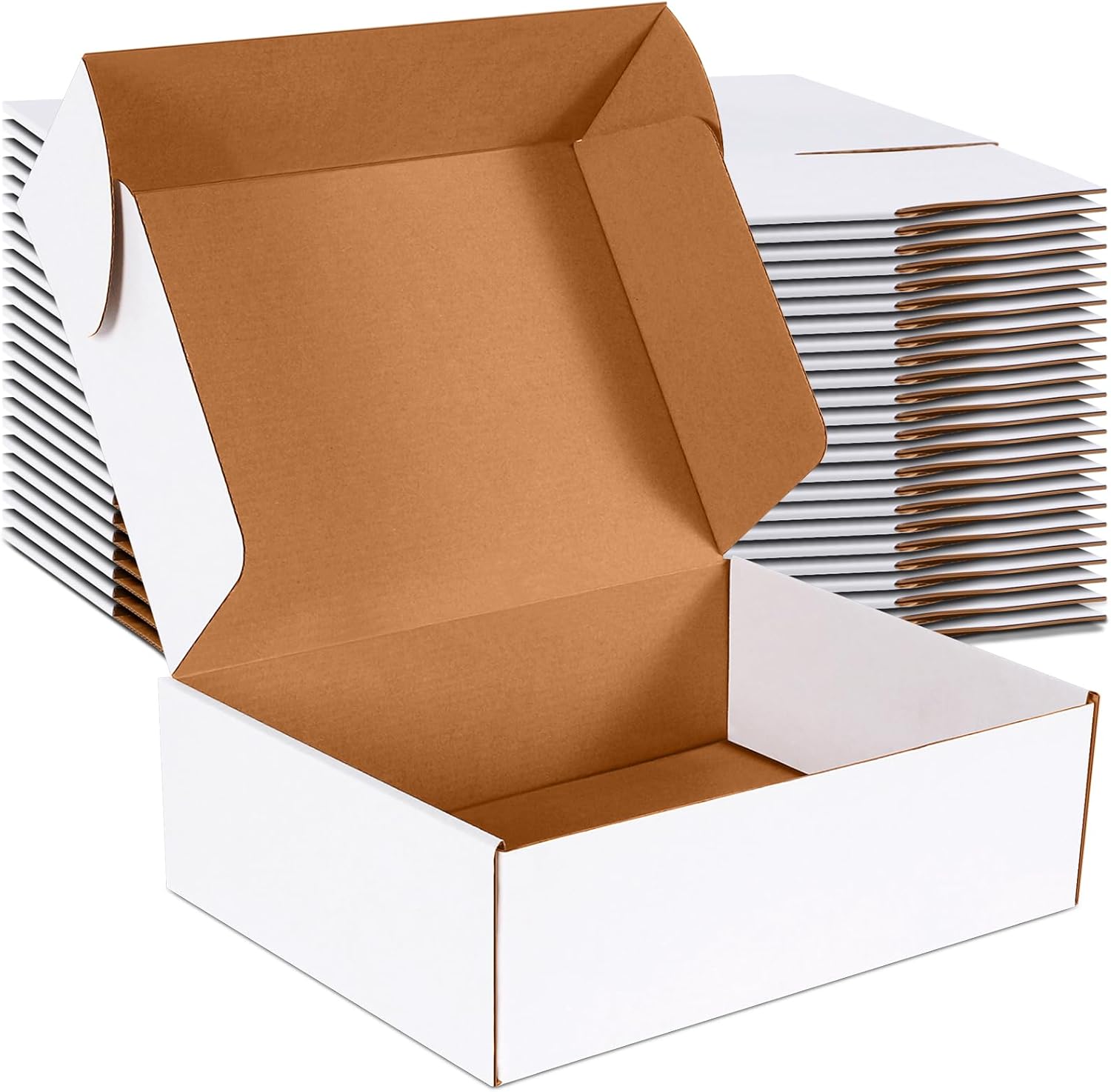 12x9x4 inch Shipping Boxes Set of 20, White Corrugated Cardboard Box Literature Mailer for Mailing Packing Moving and Storage