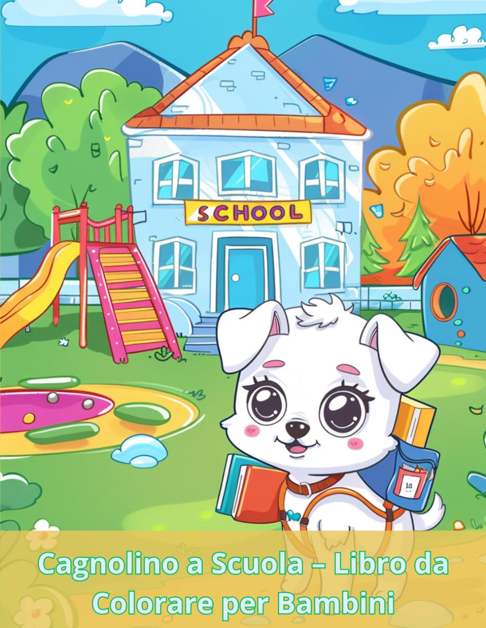 Cagnolini a Scuola - Libro da Colorare: 45 Disegni di Cagnolini a Tema Scuola – Libro da Colorare per Bambini con Illustrazioni Dettagliate e Attività Creative