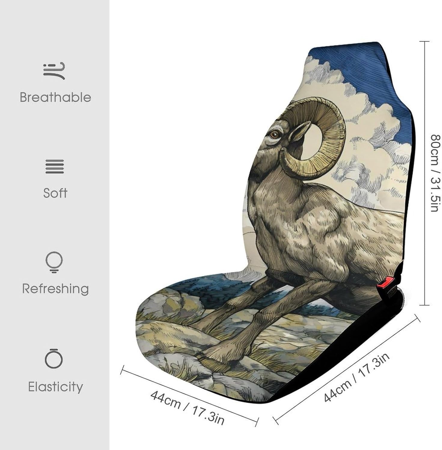 Sheep On Rocks in Mountains Car Seat Protector Front Seats Universal Fit Automotive Accessories