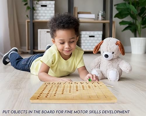 Miniatura 6 de Tabla de conteo de números de madera, juguetes para niños pequeños, juego sensorial, tabla de ayuda para contar, rastreo de números Montessori,