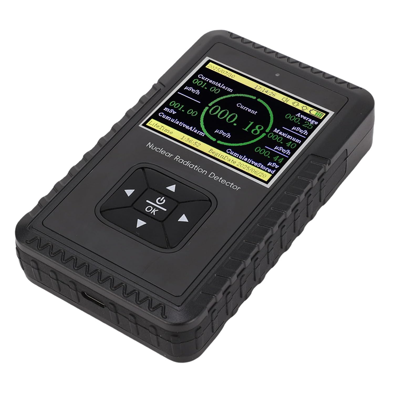 Beta Gamma X Ray Dosimeter, Radiation Geiger Counter Detector Large LCD Screen Red Light Buzzer Alarm Handheld Meter
