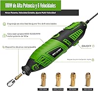 Vista 3 de Kit de herramientas rotativas de 180 W, PHALANX de 1.5 amperios de 6 velocidades variables con eje flexible, multiherramienta de 8000 a 32000 RPM