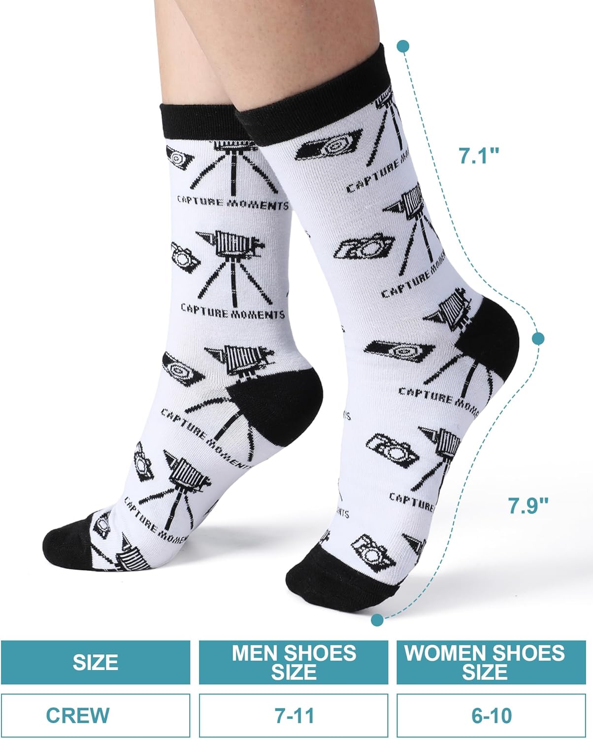 6 Pairs Photographer Gifts for Men Funny Camera Photography Crew Socks Novelty Birthday Holiday Gift for Photograph Lovers - Image 5