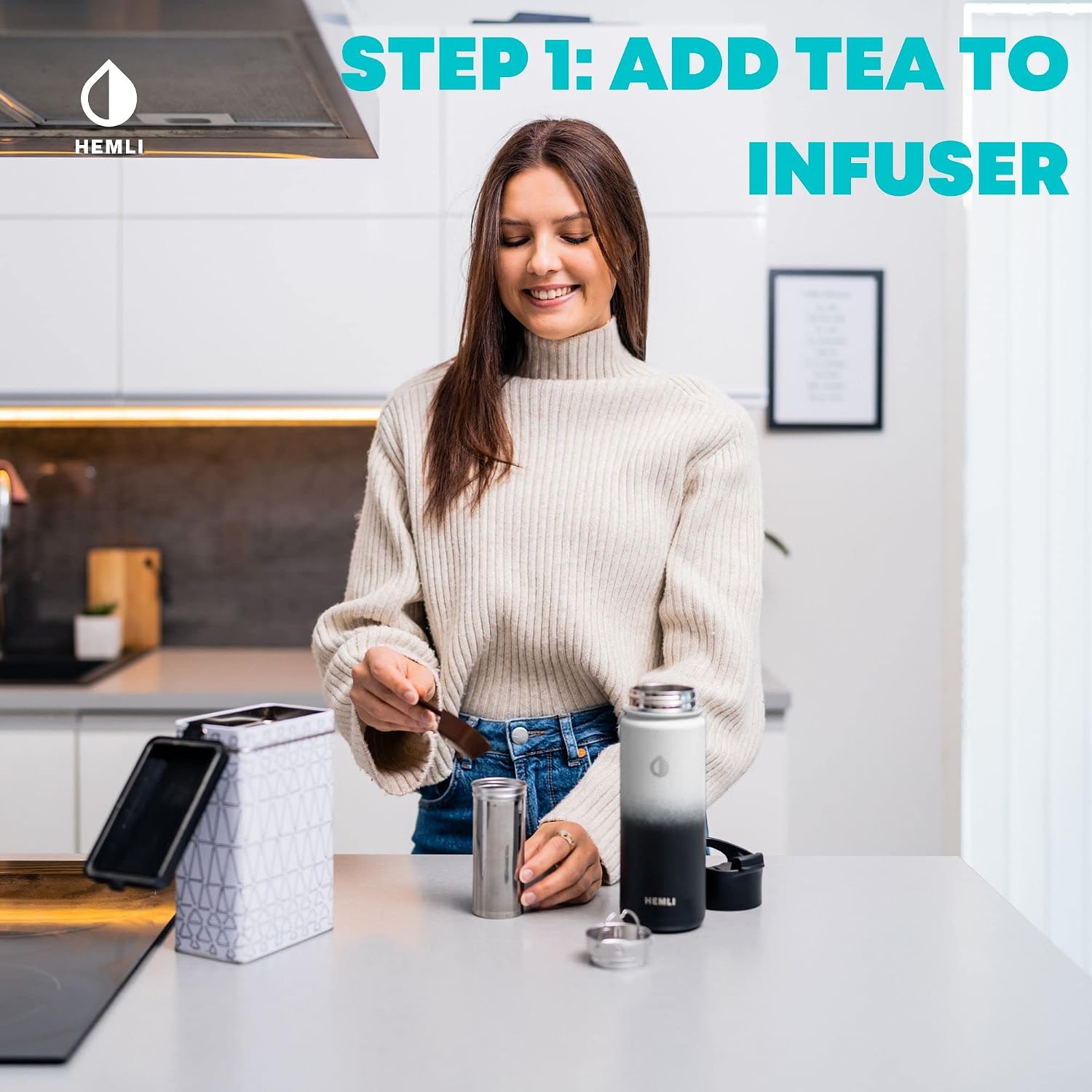 18 oz Insulated Tea Tumbler Bottle with Infuser, Travel Mug