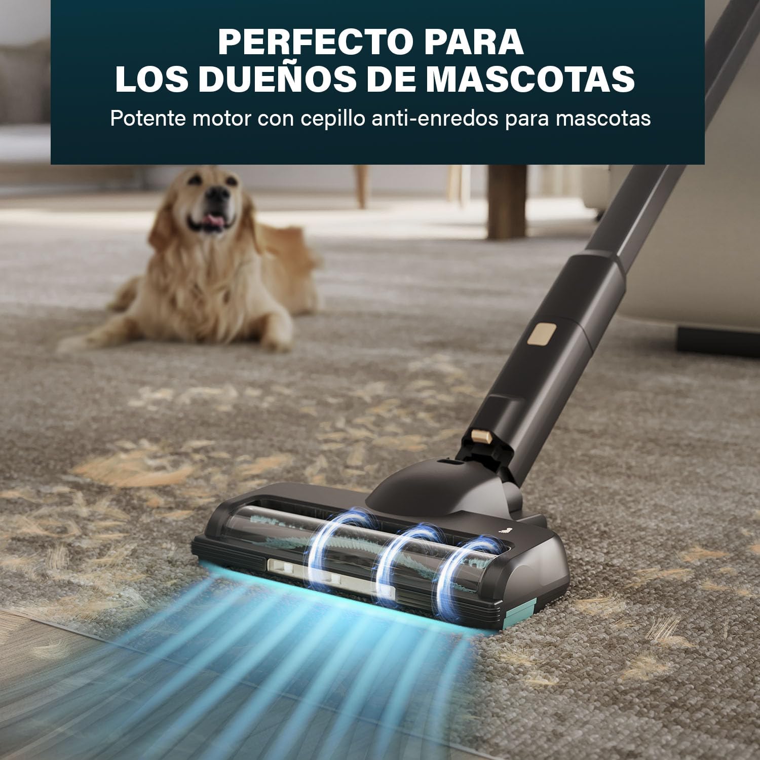 Princess Aspirador de Escoba - 27 kPa - 45 min - 2 en 1 - Motor BLDC - Especialmente diseñado para Pelo de Mascotas - Sin Cable - Sin Bolsa - Ligero - 3 velocidades - Accesorios incluidos - 339395