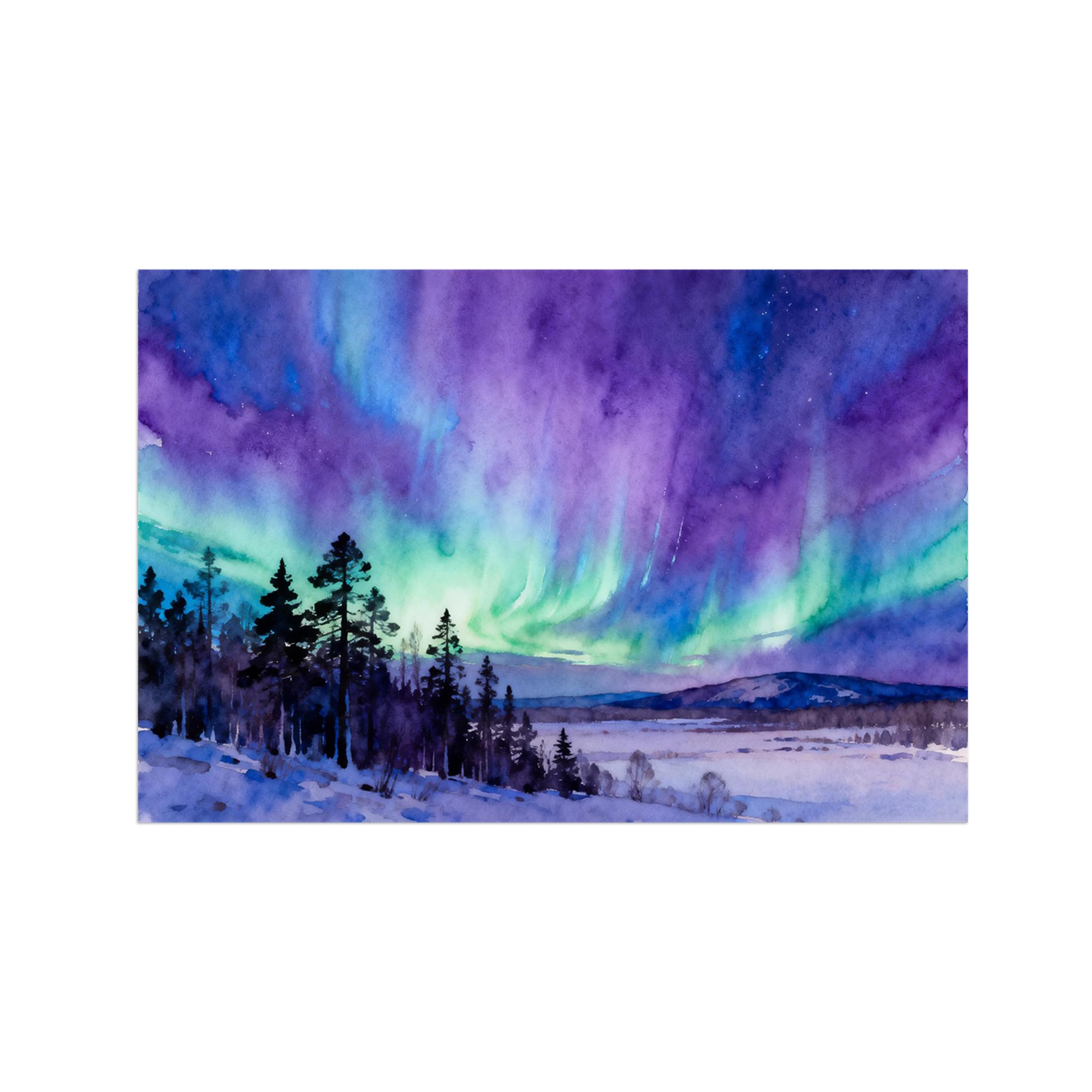 OZPWBVY Northern Lights Winter Landscape Canvas Wall Art Print Painting 70x105cm Unframed