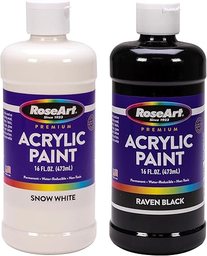 RoseArt Juego de pintura acrílica Blancanieves y Raven Black de 16oz