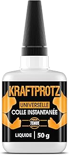 Colle forte extra fluide 50 g &ndash; colle super glue pour r&eacute;parations pr&eacute;cises & fissures capillaires &ndash; r&eacute;sistante &agrave; l&rsquo;eau & &agrave; la chaleur &ndash; plastique, m&eacute;tal, bois, verre &ndash; KRAFTPROTZ