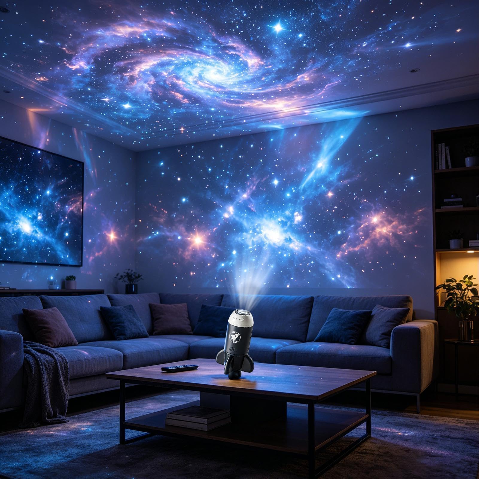 Projektor nocnego nieba do sypialni i samochodu, 12 folii projekcyjnych, światło gwiazd LED dla dzieci, nastolatków, dorosłych, projektor galaktyki do salonu, mieszkania, klubu