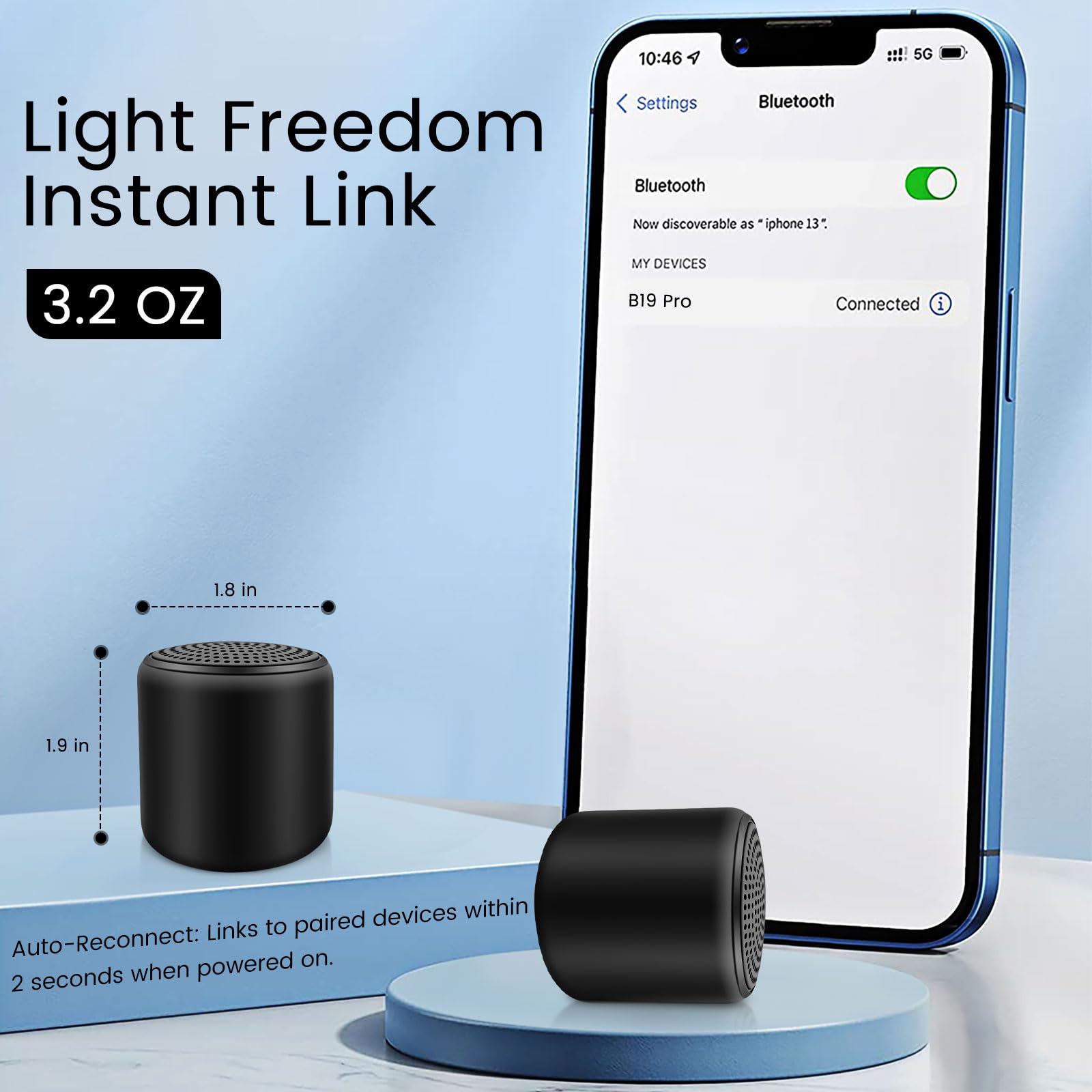Mini haut-parleur Bluetooth – Petit haut-parleur Bluetooth portable sans fil avec stéréo TWS, son HD 5 W, Bluetooth 5.3, 8 heures de lecture – Haut-parleur de voyage idéal pour voiture, extérieur