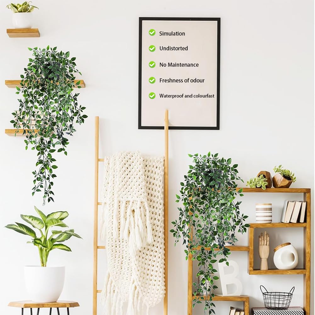 3 Piante Finte Cadenti Con Vaso - Edera Artificiale Per Interni Ed Esterni, Decorazione Casa - Foto 2