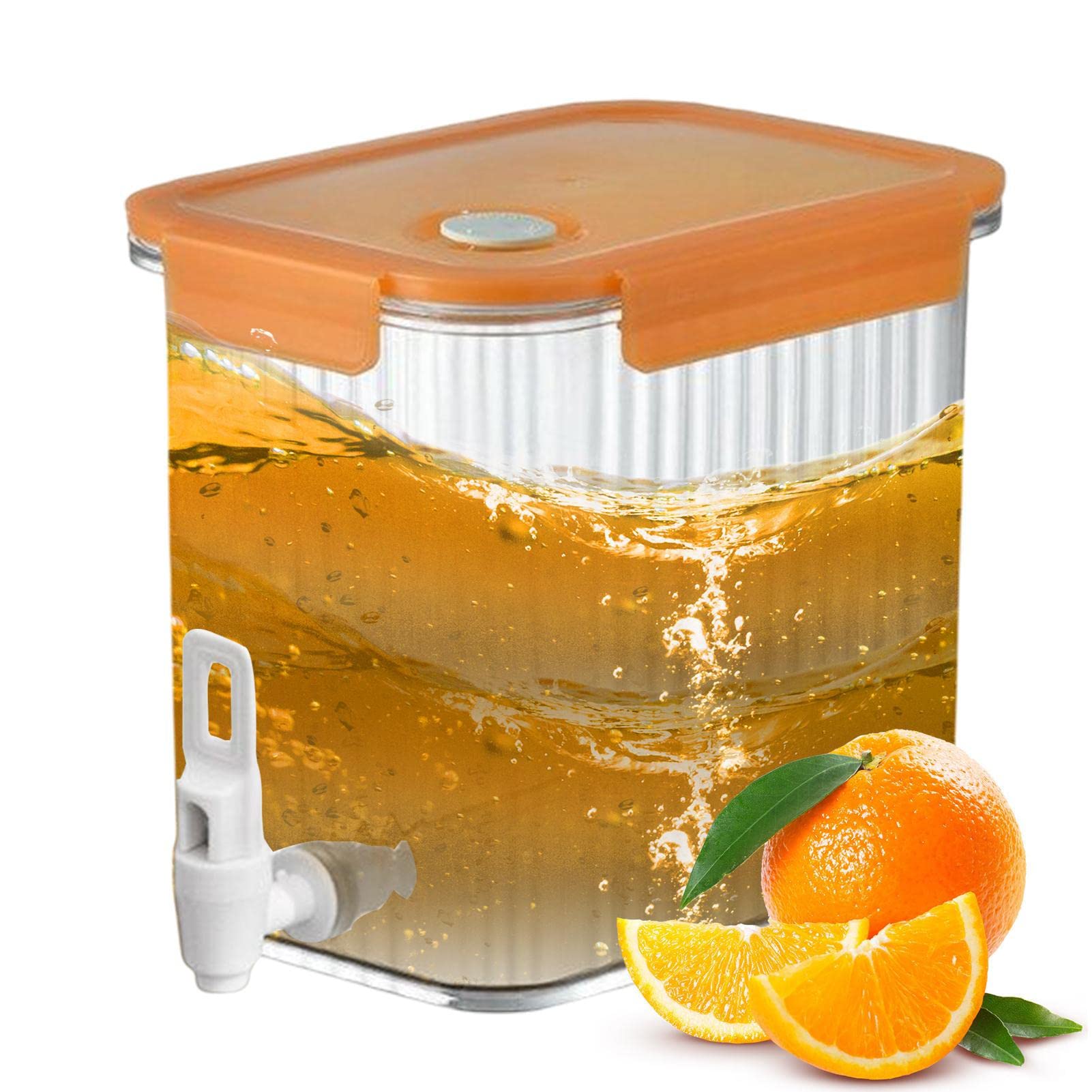Tedious Orange Water Dispenser | 2.5/3.5L Drink Dispenser With Tap | Fridge Jugs Drinks Chiller Dispenser Refillable | Leakproof Portable Fridge Organisers Water Dispenser For Travel Fridge