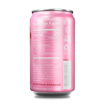 Poppi Prebiotic Soda, Sparkling Water & Fruit Juice, Raspberry Rose, 7.5 Oz, 24 Pack